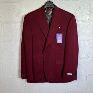 Tayion Collection Mens Classic-Fit Plaid Suit Jacket Red 42R $360